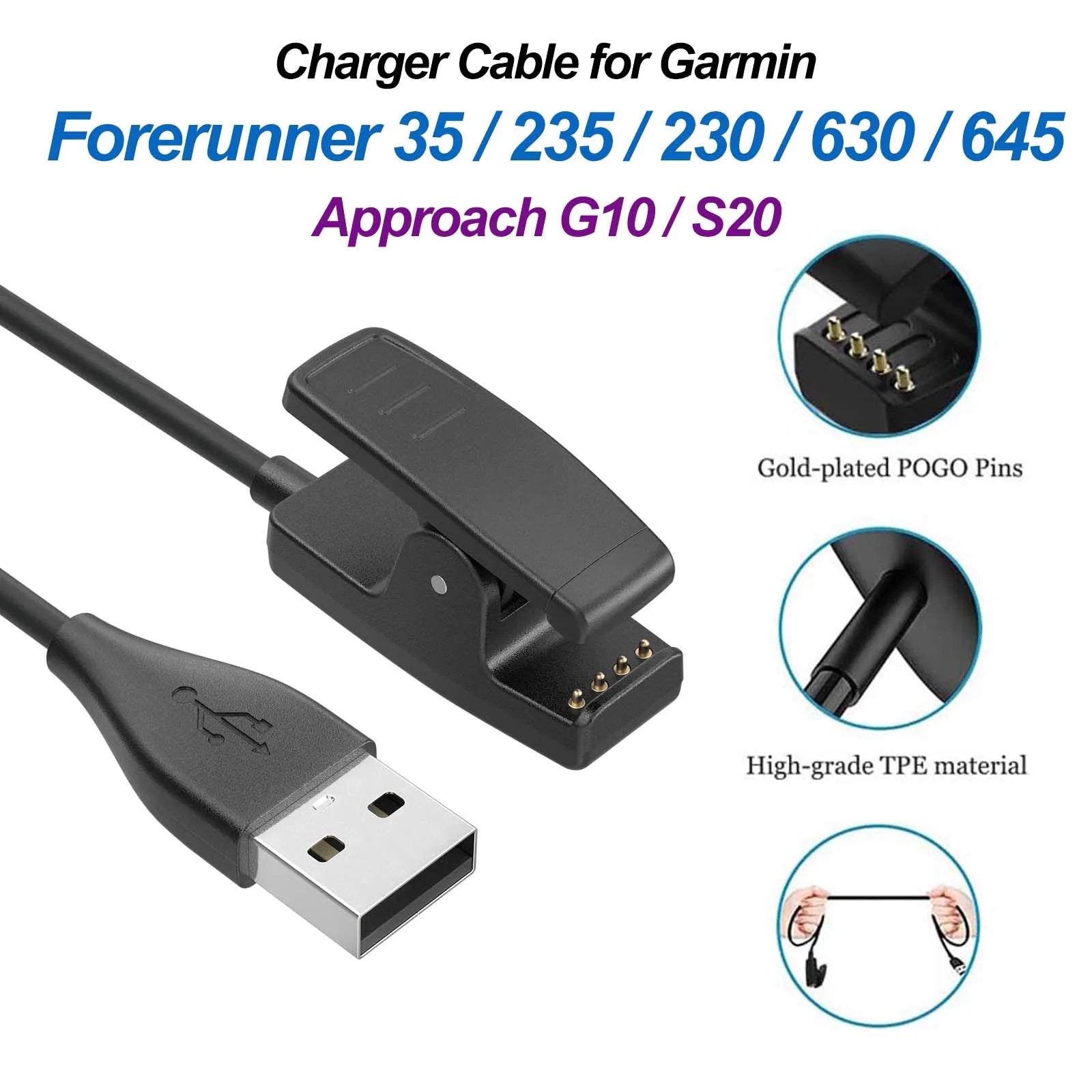 USB Charger Cable for Garmin Forerunner Lily 2 Vivomove Smartwatch Charging Cable Oasis Select