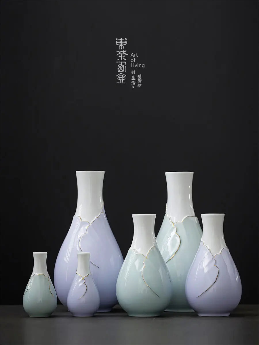 Pocket Horticultural Tabletop Small Vase Flower Path Art Ceramic Kiln Transformation Celadon Hand Drawn Small Vase Oasis Select