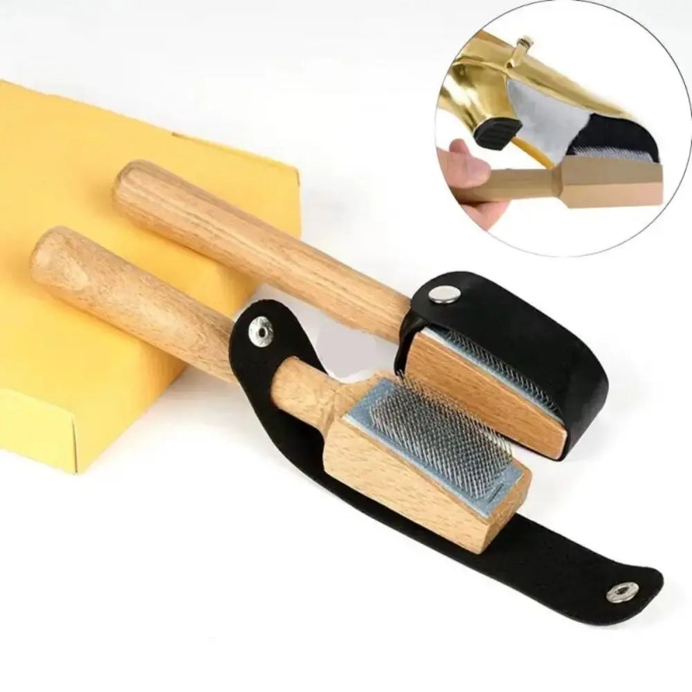 Wooden Suede Sole Wire Shoe Brush With Protector Cover Stainless Steel Brush Head Dance Shoes Cleaning Brush Durable Practical Oasis Select