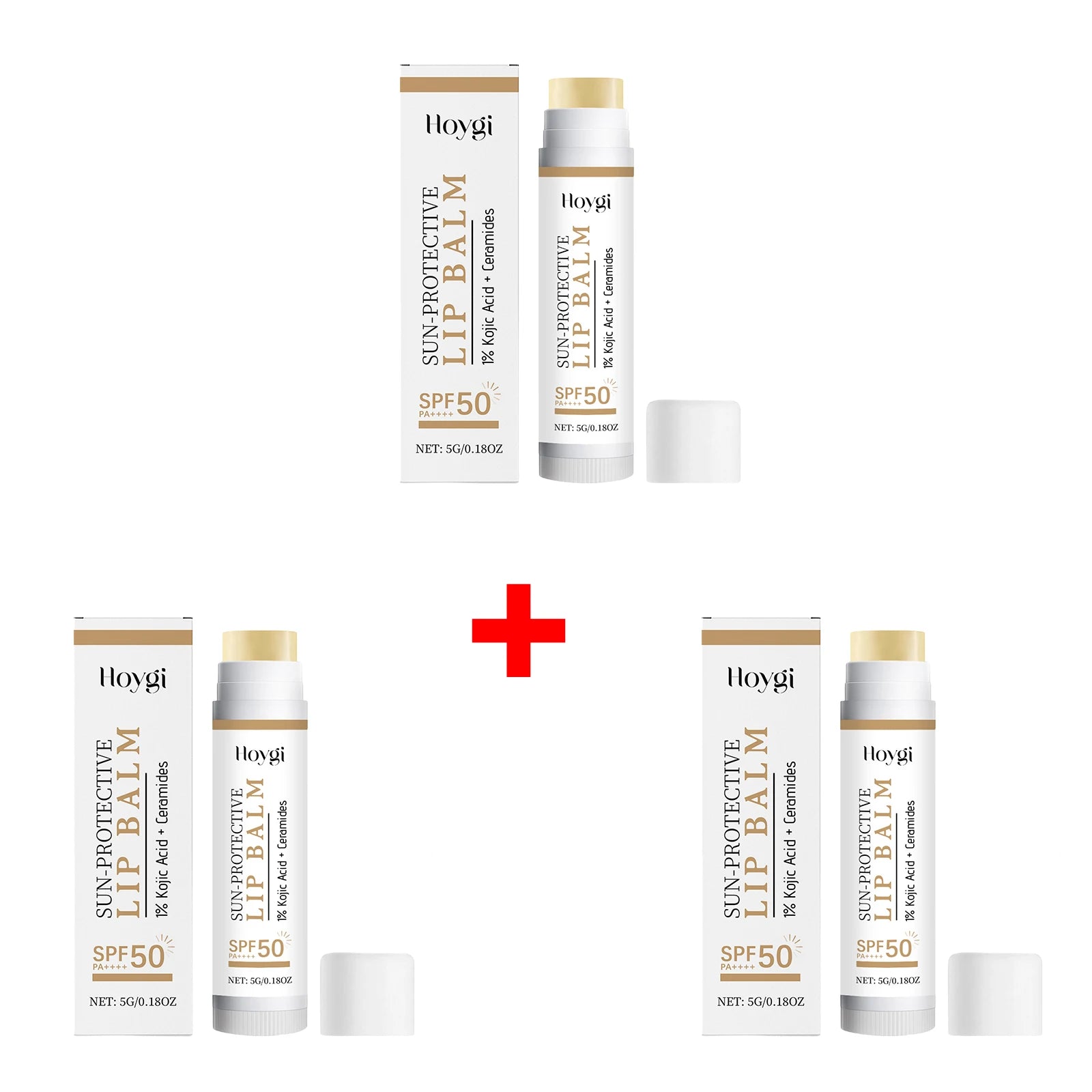 Spf50 Pa++++ Lip Balm 5g with 1% Kojic Acid & Ceramides, UV Protection Brightening Moisturizing Lip Stick for Dry Chapped Lips Oasis Select 3pcs