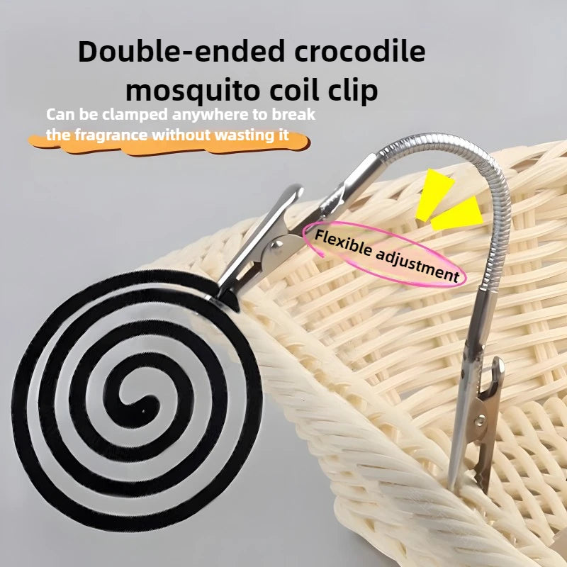 2PCS Heavy-Duty Multipurpose Double-Headed Crocodile Clip Holder -Dual Clamp with Bendable Design,Compatible with Mosquito Coils Oasis Select