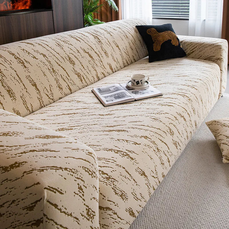 The New Sofa Cover Is Fully Covered with Anti-cat Scratch Protective Cover Elastic Anti-slip and Dust-proof Sofa Cover Fabric Oasis Select 3 people 190-230cm Cream Coffee