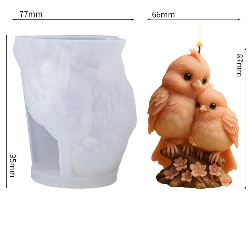 3D Bird Couple Silicone Candle Mold - DIY Aromatherapy Candle, Resin & Soap Craft, Romantic Wedding & Home Decor Oasis Select White