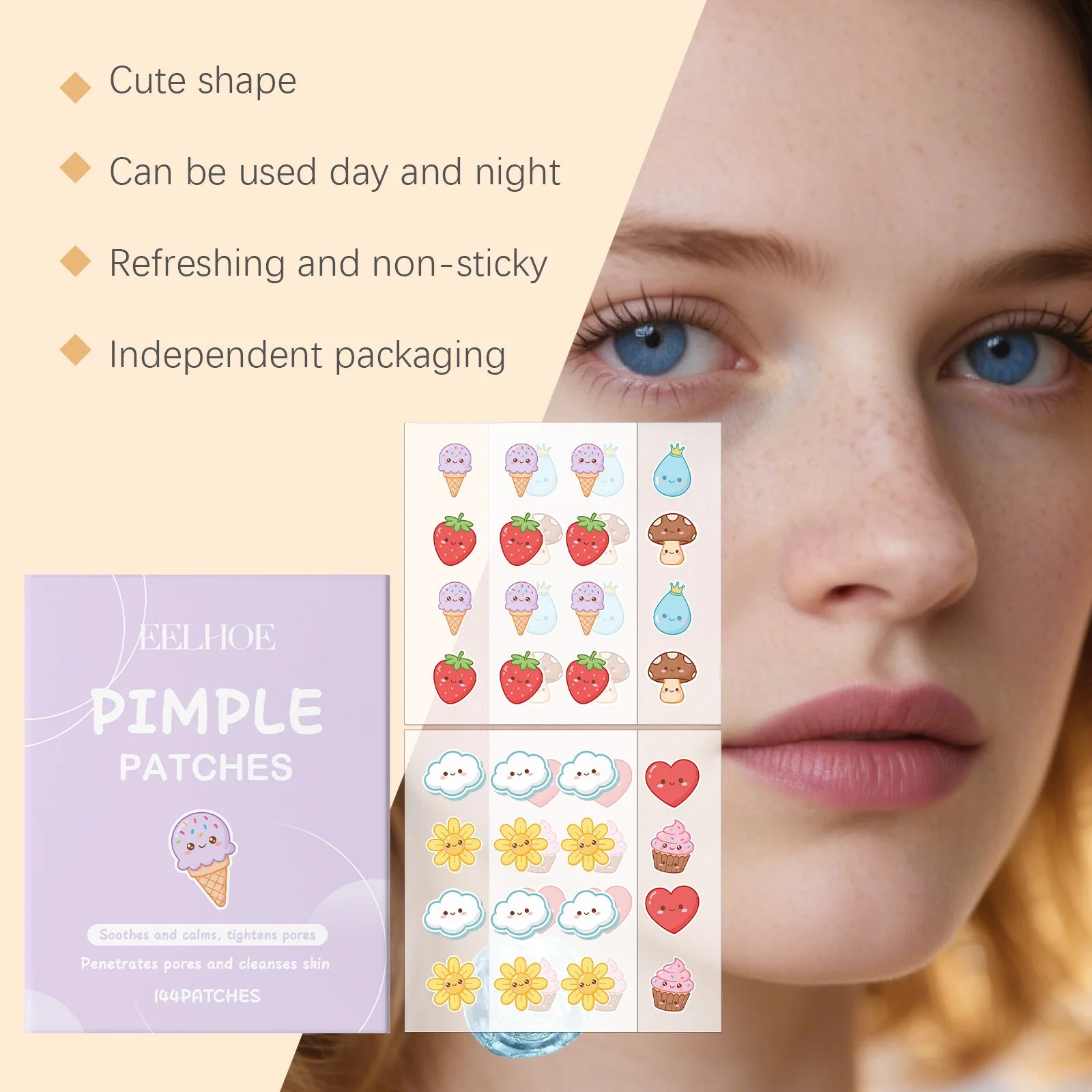 144pcs Cartoon Salicylic Acid Acne Patches Hydrocolloid Pimple Patches Invisible Facial Concealer Acne Patch Soothe Face Skin Oasis Select