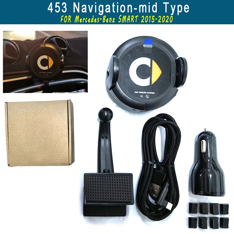 Auto Clamping Car Mount for Mercedes Smart 453 451 Wireless Charging Phone Holder Qi Enabled Charger Car Accessories Oasis Select B