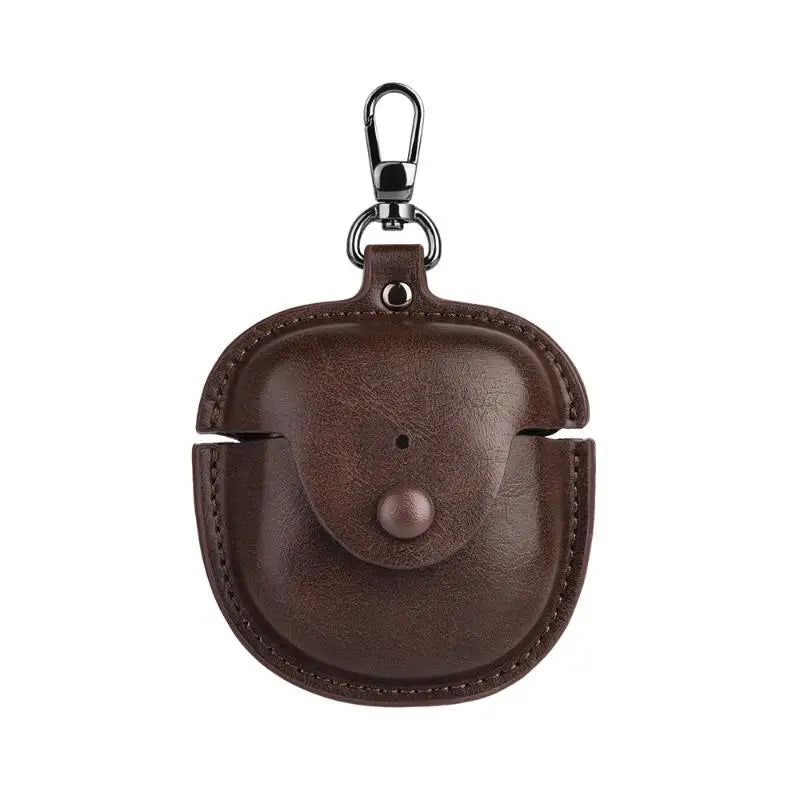 Leather Case for Bose QuietComfort Earbuds 2 + Carabiner Earbud Protective Case Oasis Select Dark brown