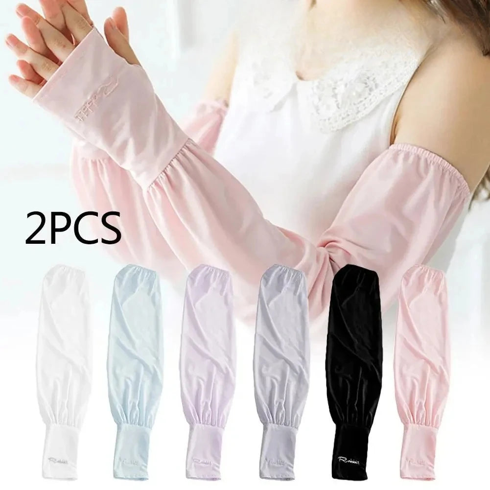 Summer Loose Sunscreen Driving Ice Silk Sleeve Female Long Length UV Protection Arm Arm Glove Sleeves Super Soft Breathable Oasis Select