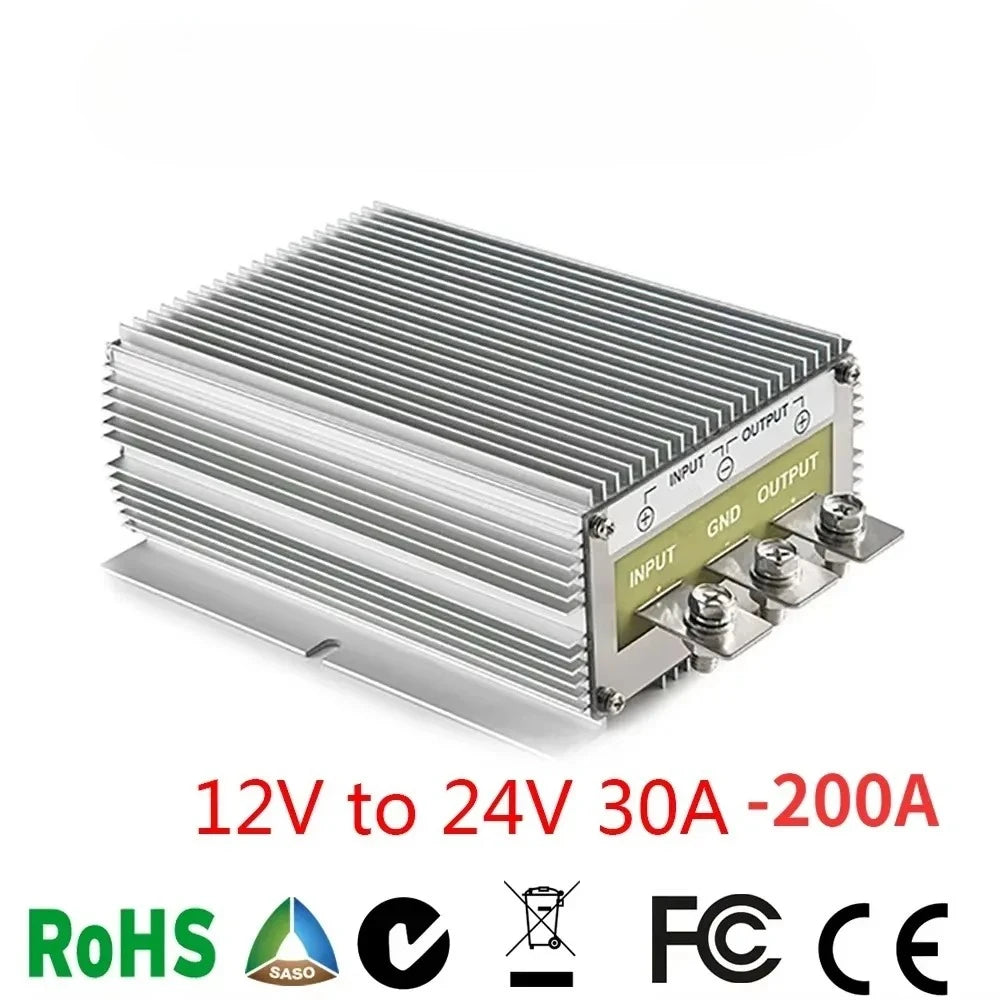 12VDC to 24VDC 30A-200A Step Up Booster Voltage Converter 12V to 24V DC-DC Power Boost Module Regulator for Cars Solar CE RoHS Oasis Select