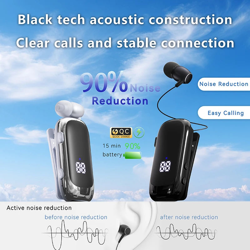 K88 Lavalier Business Bluetooth 5.4 Headphone Talk/Music Time 20 Hours,LED Digital Display,Noice Cancelling Wireless Earphones Oasis Select