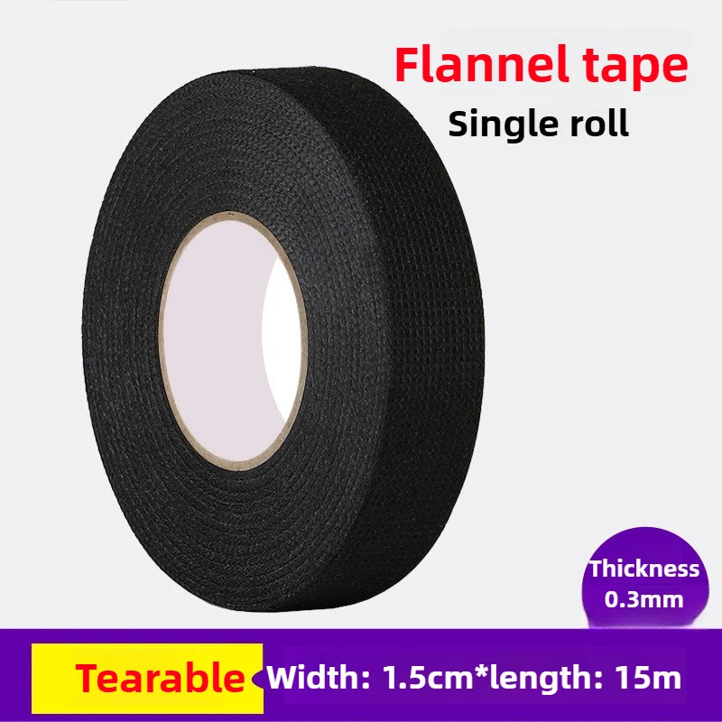25MM*15M Auto Car Flannel Flannelette Adhesive Tape Wiring Harness Anti Rattle Self Adhesive Felt Tape Auto Repair Tools Oasis Select 15x15m