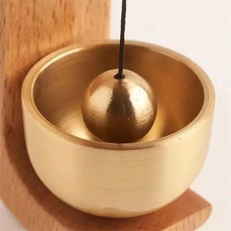2026 New Arrival！Dopamine Home Wind-Bell Magnetic Inhalation Beech Wood Copper Bell Walnut Ornament Reminder Decorative Bell Oasis Select
