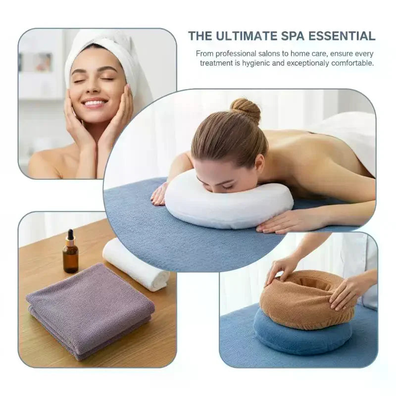 U-Shaped Facial Pillow Cover Microfiber Face Cradle Covers Large Size Soft And Reusable Massage Headrest Cover Beauty Supplies Oasis Select