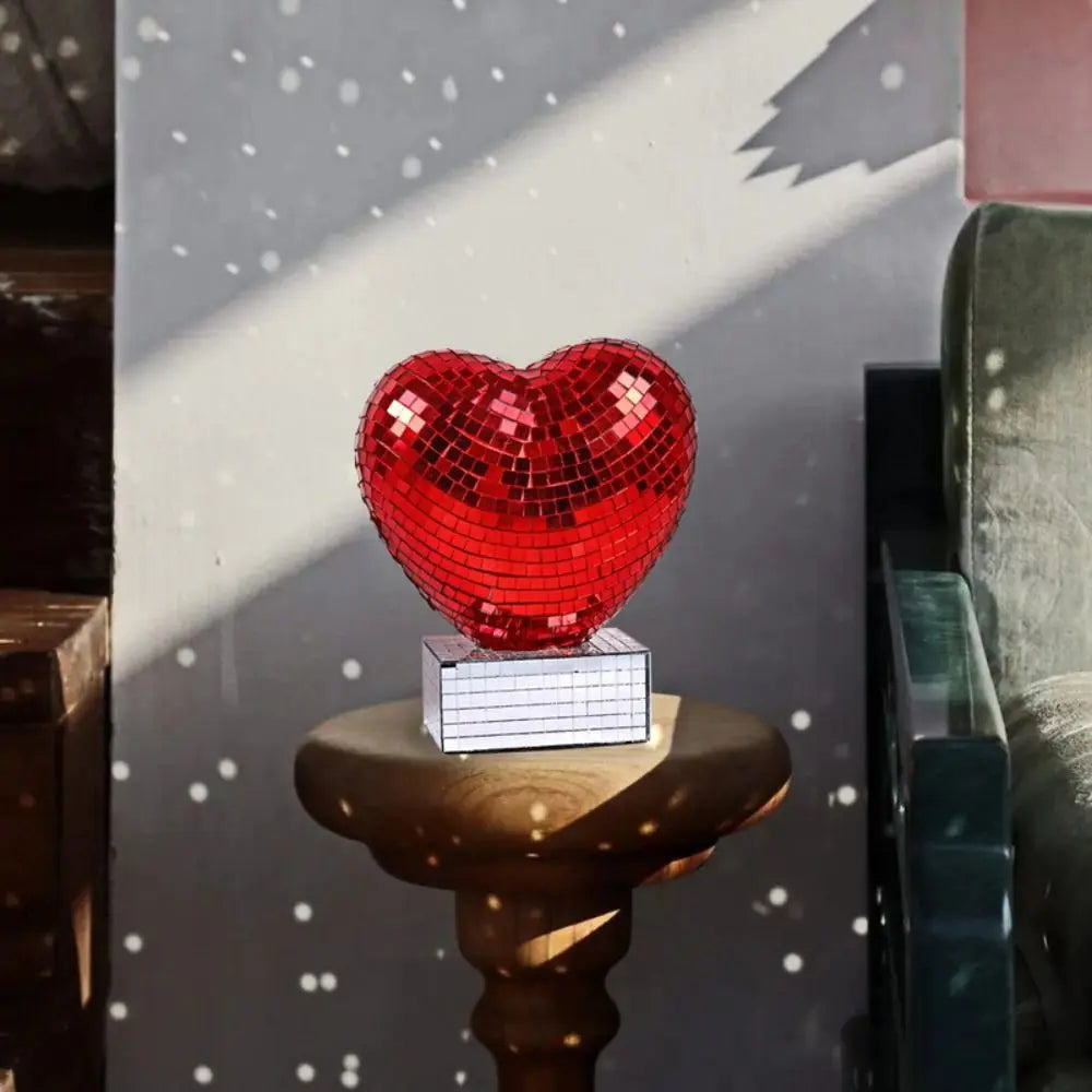 Heart-Shaped Disco Ball Decoration | Reflective Mirror Ornament
