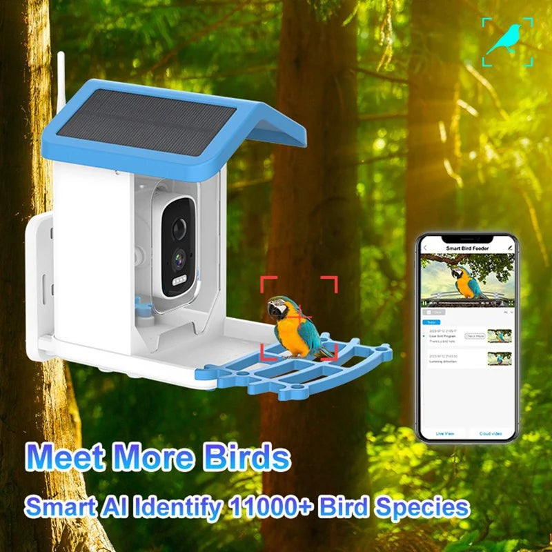 WISH Smart Bird Feeder 5MP HD AI Bird Recognition Solar Feeder Low Power Bird Feeder Oasis Select