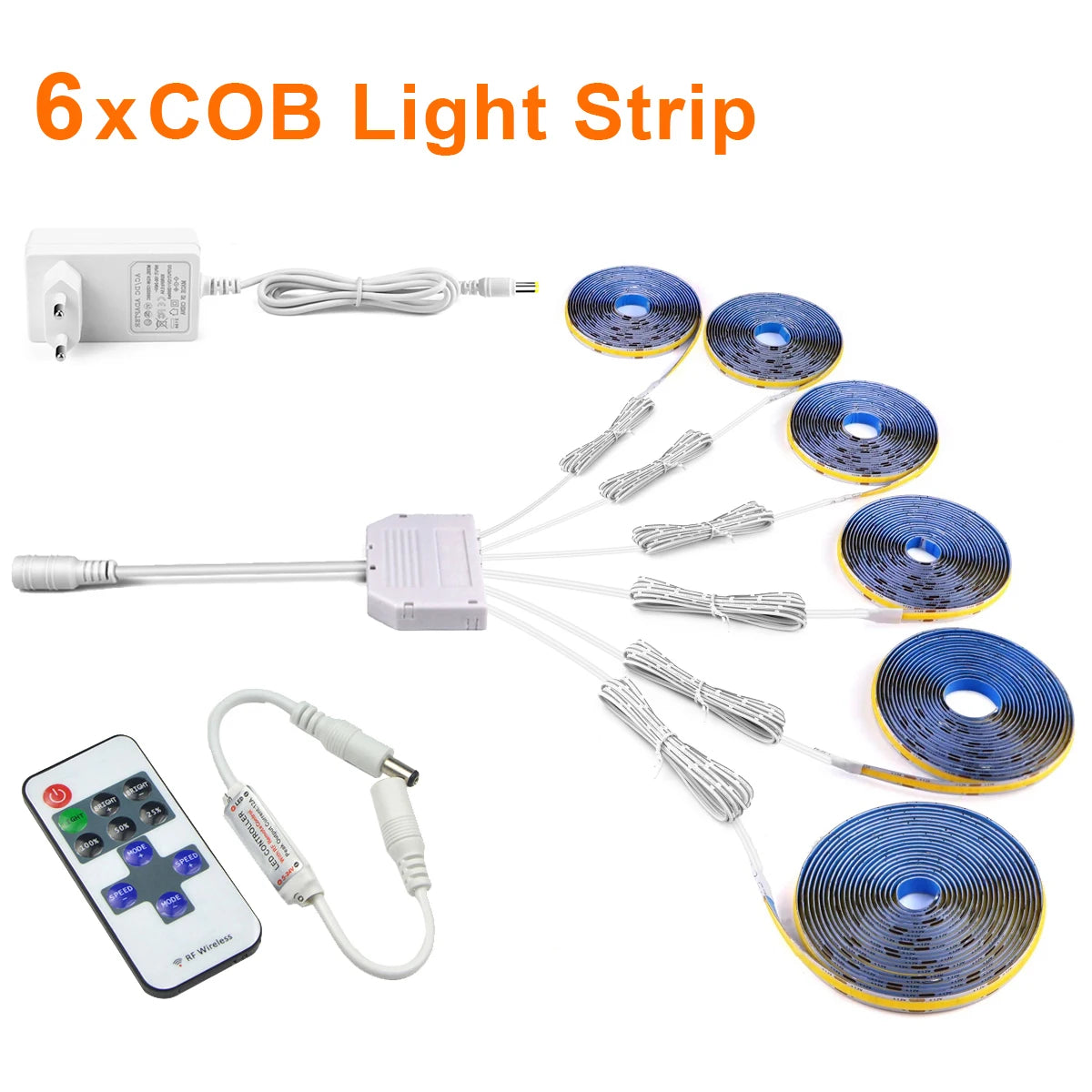 2-6PCS COB Tape for DIY Anime Character Collection Cabinets Wall Soundproof Panels,12V LED Strip with RF Remote Dimmable Swtich Oasis Select 6x COB Strip Kit Natural White US Power Plug|1m