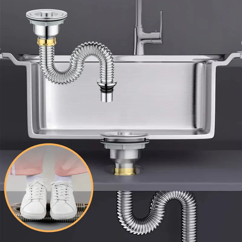Kitchen Stainless Steel Sink Drain Filter Single Tank Drain Pipe Deodorant Wash Basin Sewer Universal Drainer Bathroom Parts Oasis Select