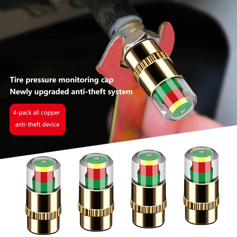 DIY Kit for Car Tyre Pressure Monitoring with Alert Caps and Valve Sensor. Oasis Select