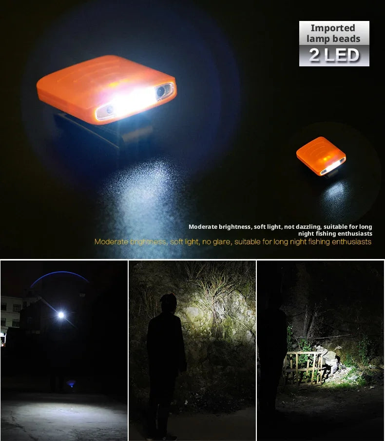 USB Rechargeable Induction Headlamp Cap Light LED Super Bright Outdoor Night Fishing Light Clip-On Hat Edge Lamp Oasis Select