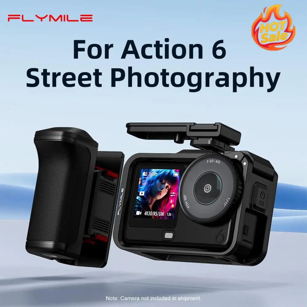 Handle Holder Expansion Mount with Cage Camera Grip Holder with Shutter Button Quick Release Cold Shoe for DJI OSMO Action 6 Oasis Select