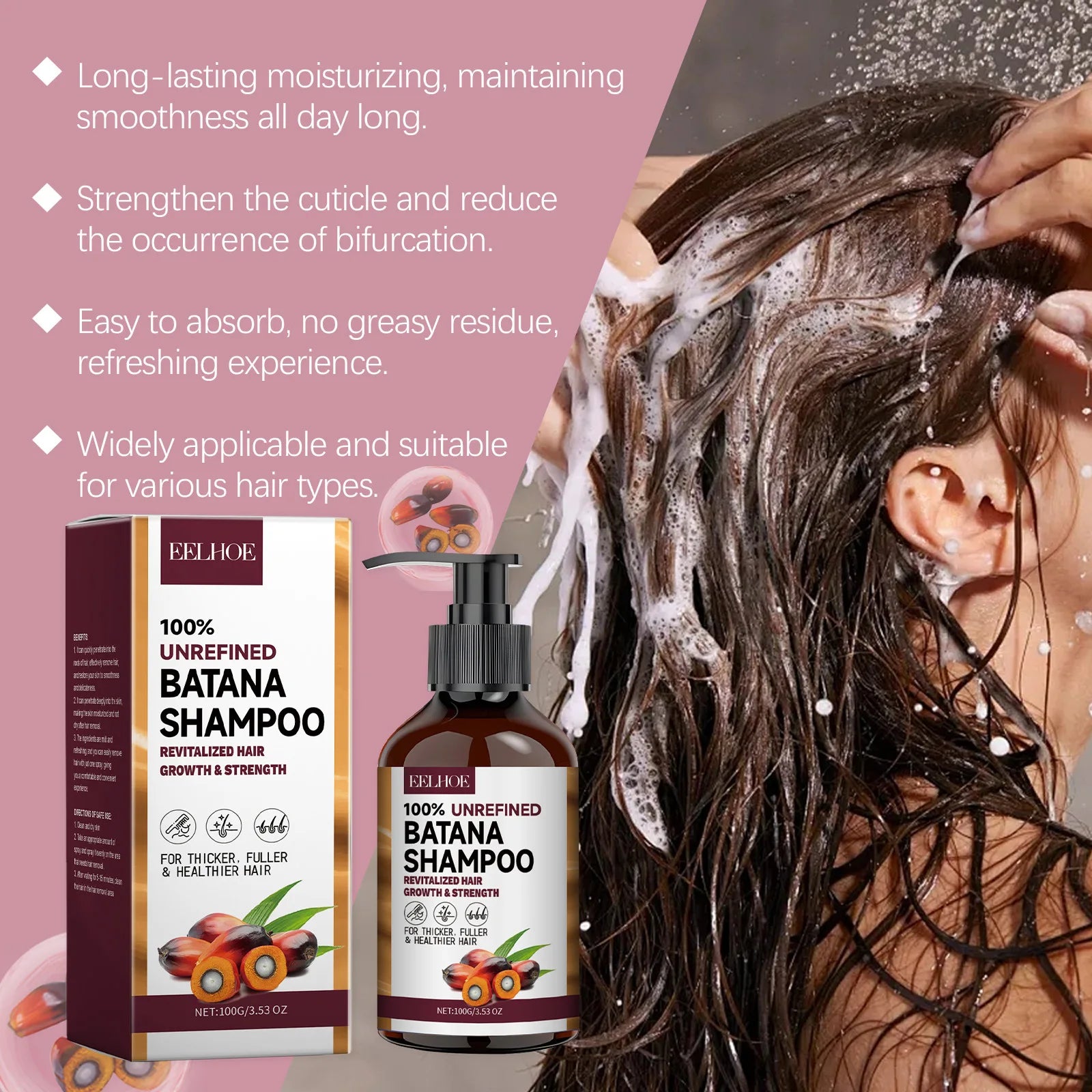 EELHOE Natural Batana Oil Deep Moisturizing Smooth Thick Hair Growth Shampoo and Conditioner for Damaged Hair Keratin Treatment Oasis Select