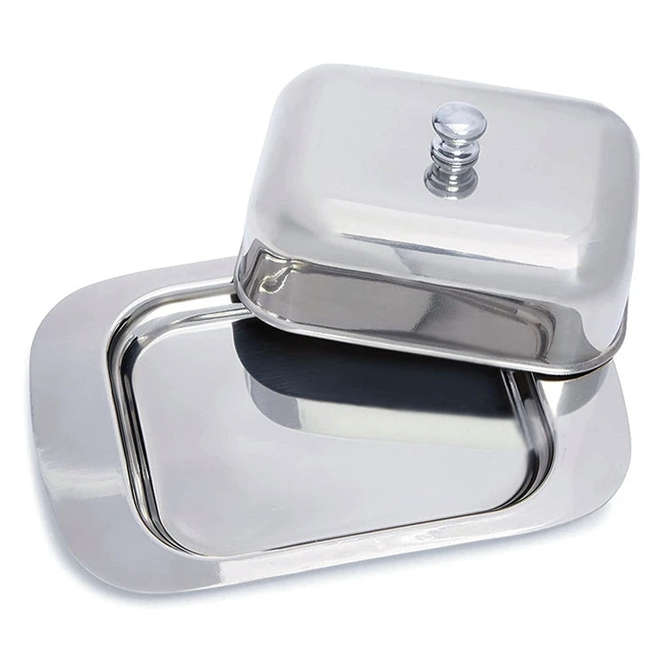 Butter Dish, Stainless Steel Butter Dish with Lid - Solid Cheese/Butter Container - Butter Cheese Kitchen Cooking Storage Box Oasis Select Stainless steel cove