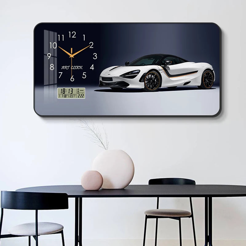 Car Clock Living Room Creative E-sports Room Silent Clock Auto Repair Beauty Shop Personality Art Decorative Painting Wall Clock Oasis Select