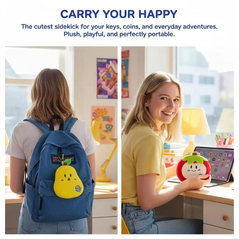 Fruit Series Plush Coin Purse Cute Soft Mini Wallet Key Card Organizer for Girls Daily Carry Accessory Oasis Select