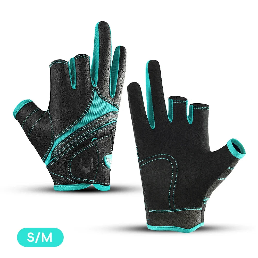 Half Finger Anti-Slip Sports Gloves | PU Leather 2-Piece Set