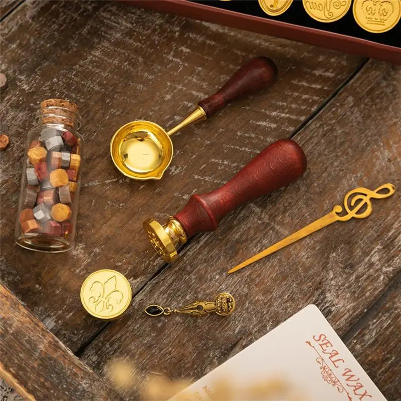 LIKE WISH Wax Seal Stamp Set Lacquered Stamp Sealing Wax Kit DIY Craft Supplies Wedding Invitation Decorative Sealing Wax Set Oasis Select