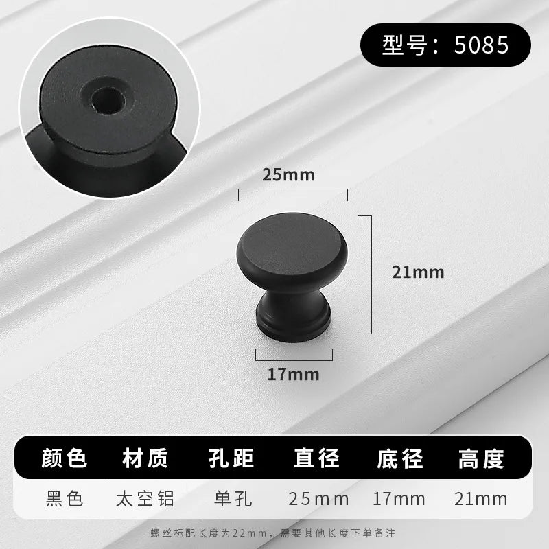 Aluminium Alloy Black Cabinet Knobs Kitchen Cabinet Handles Drawer Pulls Furniture Handle Hardware Oasis Select blac5085-single hole