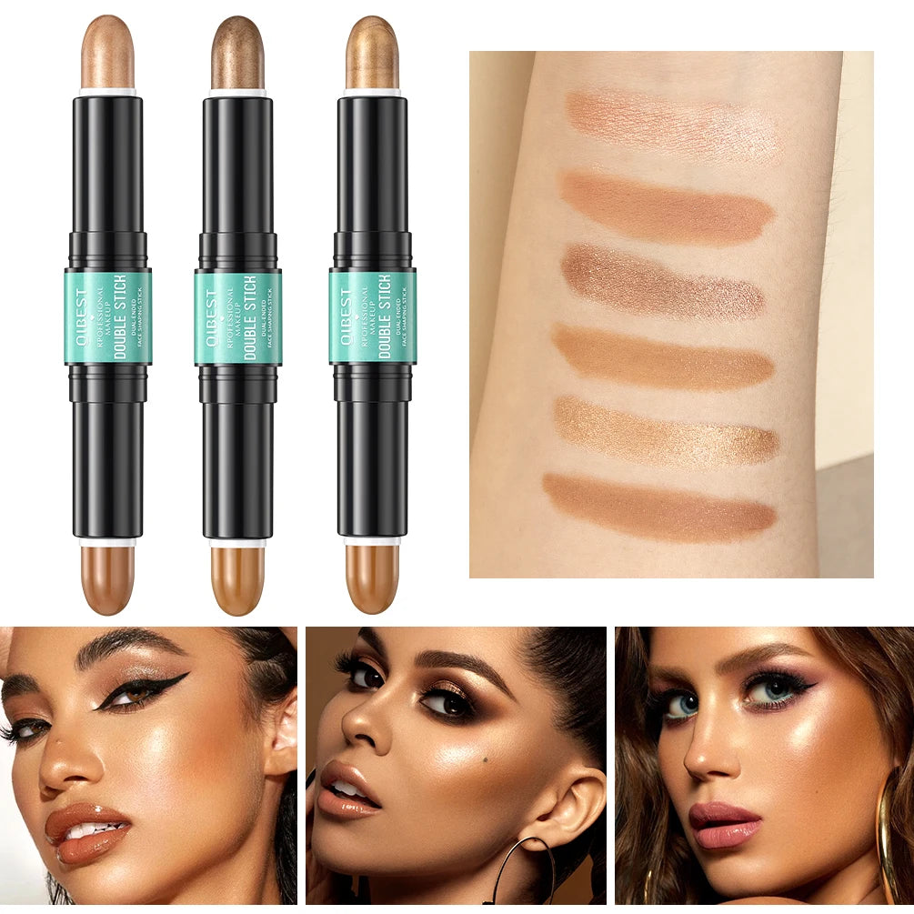 QIBEST 2-in-1 Highlight & Contour Stick | Cream Bronzer Blush
