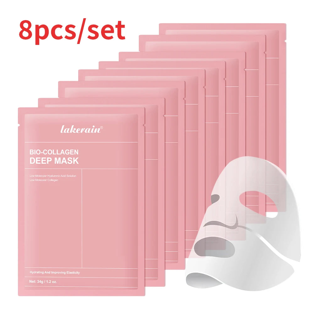 Bio-Collagen Deep Face Mask Shrink Pores Deep Hydrating Overnight Mask Moisturizing Refreshing Brightening Face Skin Care Oasis Select 8pcs