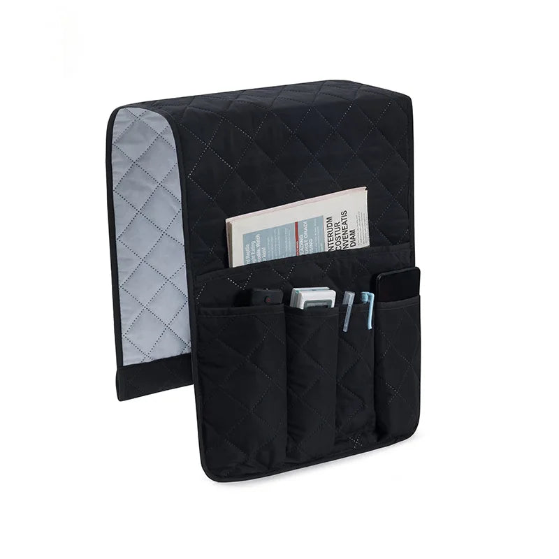 Sofa Armrest Organizer with 5 Pockets and Cup Holder Tray Couch Armchair Hanging Storage Bag for TV Remote Control Cellphone Oasis Select Black
