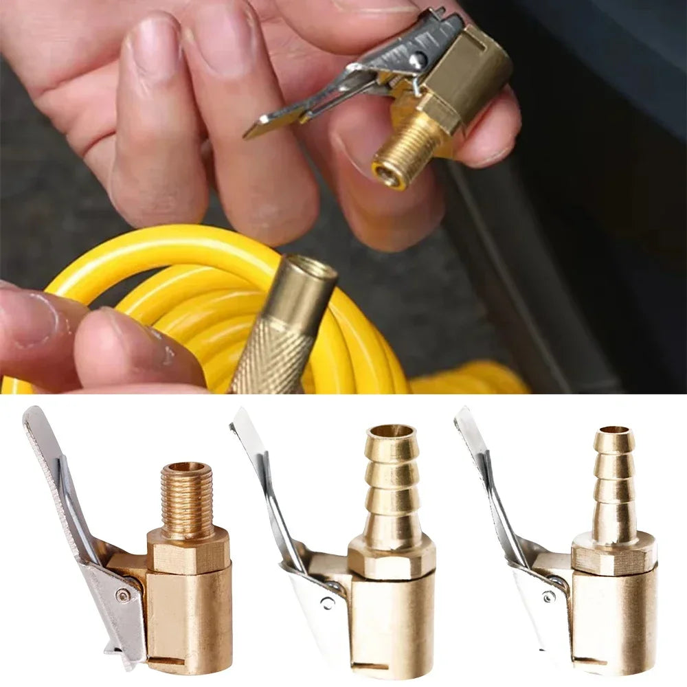 Portable Inflatable Pump for Car Tire Air Chuck Inflator Pump Valve Connector Clip-on Adapter Car Brass 6/8mm Tyre Wheel Valve Oasis Select