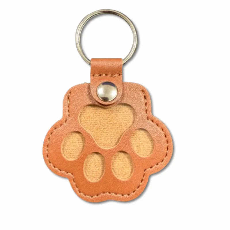 In-stock Pet Hair Commemorative Key Tag, Pu Leather Dog Paw Key Pendant, Anti-loss Pet Identification Tag Oasis Select 5.5cm 6cm Light Brown