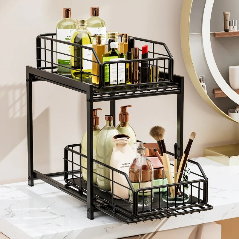 Toilet Bathroom Slide Drawer Basket Foldable Storage Basket Kitchen Cabinet Seasoning Bottle Jar Shelf Oasis Select