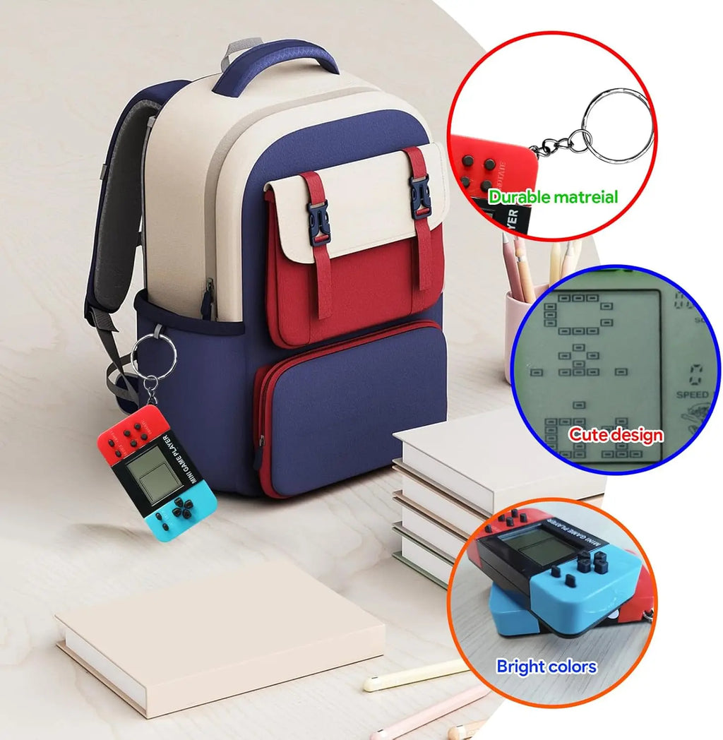 Mini Retro Tetris Game Console Keychain Classic Handheld Video Game Player with Key Ring Portable Pocket Toy for Adults Kids Oasis Select