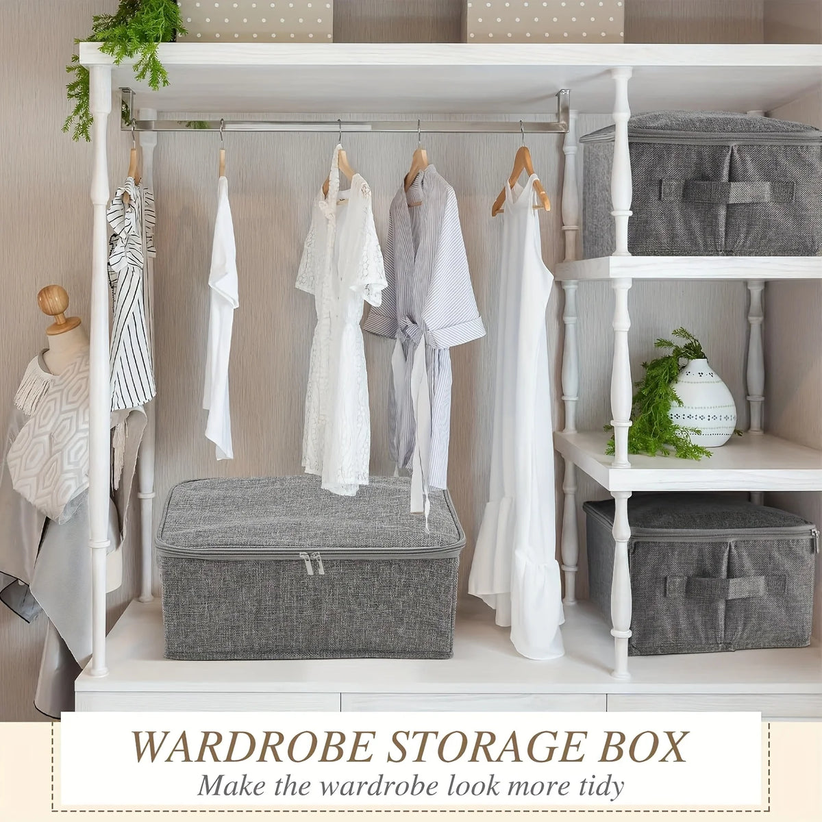 Stackable Foldable Fabric Storage Boxes with Lids and Handles Rigid and Foldable Storage Boxes Clothing Lockers Under-Bed Storag Oasis Select