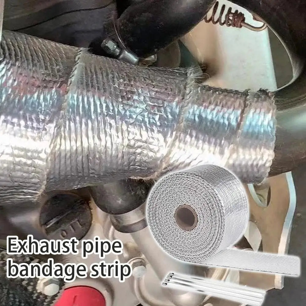 Car Motorcycle Exhaust Pipe Wrapping Tape 10M Heat Insulation Tape Exhaust Header Thermal Band Heat Resistant Sealing Strap Oasis Select