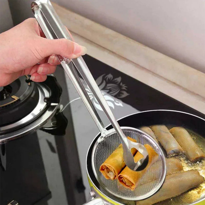 Multifunction Stainless Steel Kitchen Sieve Filter Spoon Handheld Oil Strainer Clip Fried Food Cooking Gadgets Accessory Oasis Select