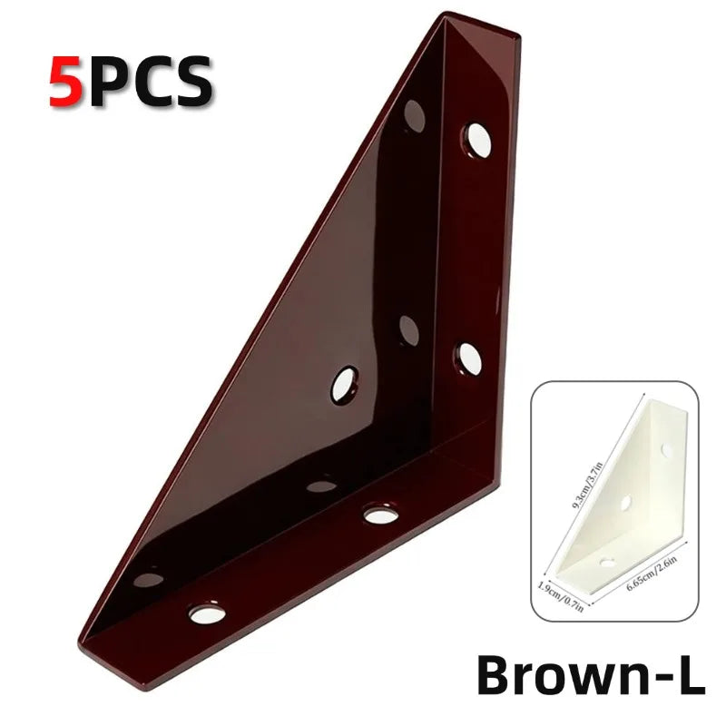 5-Pack 90° Steel Angle Brackets – L-Shape Corner Brace Set