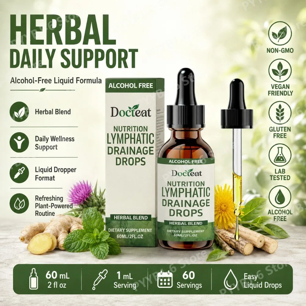 Docteat Lymphatic Drops 60ml | Vitamin B12, Zinc & Dandelion Root Herbal Liquid Supplement Oasis Select