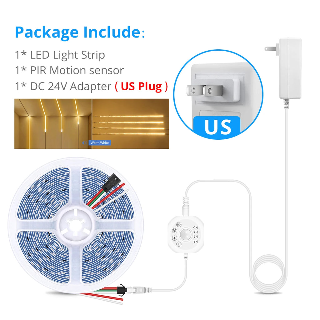 Interesting Water Flow Chasing Tape Horse Race Pixels Design LED Strip Light 24V for Stair Corridor Entrance Door Night Lighting Oasis Select 5M Warm White US