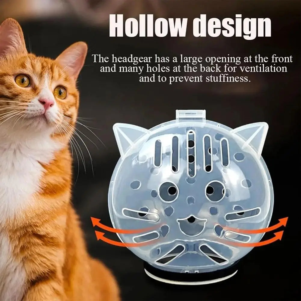 Cat Anti-Bite Helmet Breathable Transparent Hood for Grooming Nail Trimming Medical Care Anti-Licking Protective Mask Oasis Select