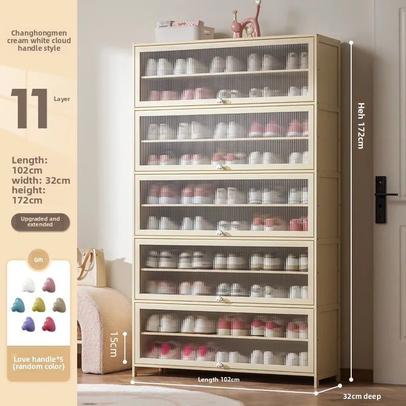 Cream wind dopamine shoe cabinet household simple door multi-layer dust storage shoe rack Oasis Select Eleventh floor 102