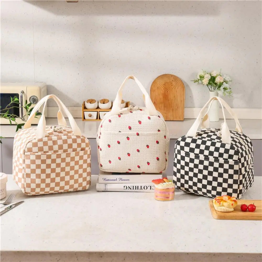 Floral Corduroy Lunch Bag Printed Food Handbags Portable Thermal Lunch Box Bag Waterproof Office Cooler Ice Insulated Case Oasis Select