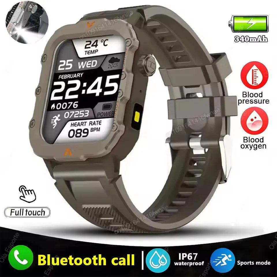 2026 New Rugged Military GPS Smart Watch Men Bluetooth Call Health Monitoring Sports 5ATM Waterproof Smartwatches Man Pk HW12 Oasis Select Q11-Brown