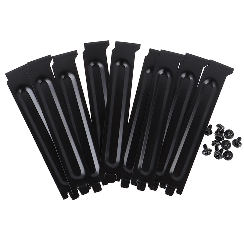 10-Pack Black Metal PCI Slot Cover Brackets with Screws