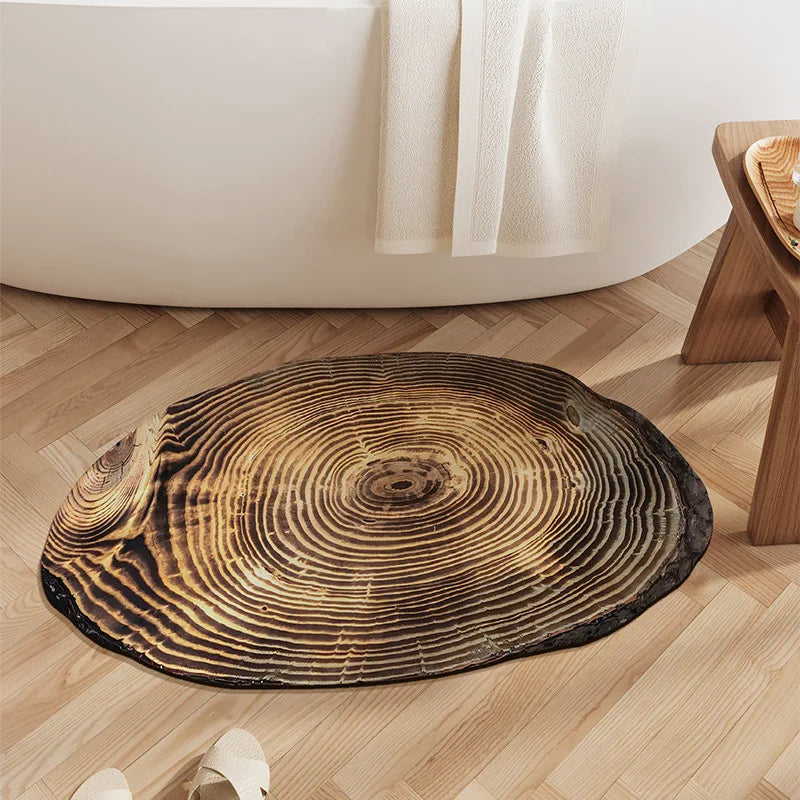 Bathroom Mats with Retro Water Absorbing and Anti Slip Properties Dirt Resistant and Easy To Maintain Made of Diatomaceous Earth Oasis Select 40x60cm Log -5
