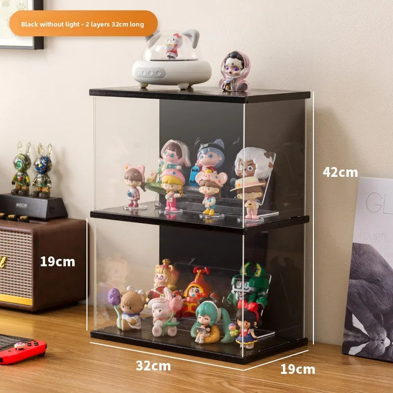 Figure building block display cabinet multi-layer stackable dust storage cabinet tide play figure transparent display box Oasis Select Black 2-32